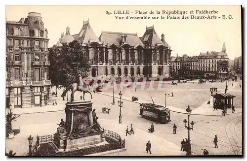 Cartes postales Lille Place de la Republique et Faidherbe Tramway