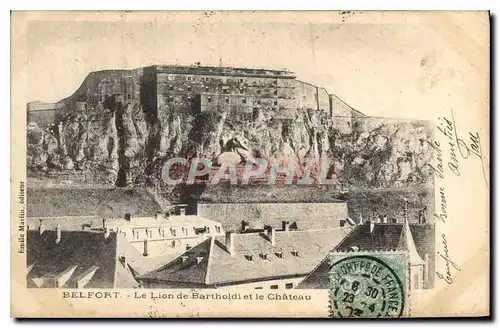 Cartes postales Belfort Le Lion de Bartholdi et le Chateau