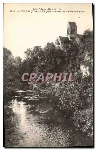 Ansichtskarte AK Les Alpes Mancelles St Ceneri  le Gerei (Orne) L'Eglise vue des bords de la Sarthe