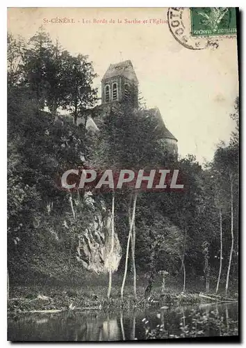 Ansichtskarte AK Les Alpes Mancelles St Ceneri  le Gerei (Orne) Les Bords de la Sarthe et l'Eglise