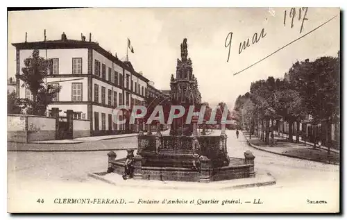 Cartes postales Clermont Ferrand Fontaine d'Amboise et Quartier general