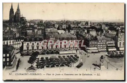 Cartes postales Clermont Ferrand Place de Jaude et Panorama vers la Cathedrale