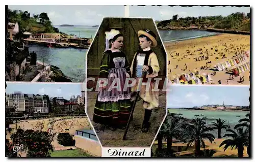 Cartes postales Dinard Promenade du Clair de Lune La Plage Costumes Bretons Vue vers la Plage La Palmeraie