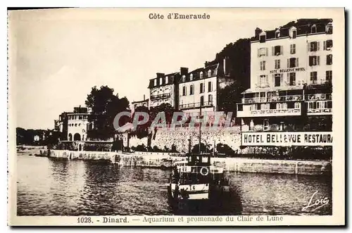 Cartes postales Cote d'Emeraude Dinard Aquarium et promenade du Clair de Lune Bateau