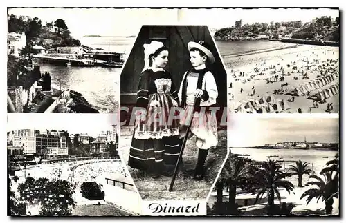 Cartes postales Dinard Promenade du Clair de Lune La Plage Costumes Bretons Vue vers la Plage La Palmeraie