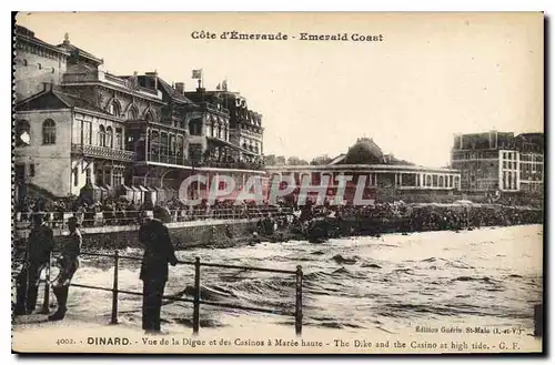 Cartes postales Cote d'Emeraude Emerald Coast Dinard Vue de la Digue et des Casinos a Maree haute The Dike and t