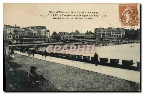 Cartes postales Cote d'Emeraude Emerald Coast Dinard Vue generale de la Digue et la Plage