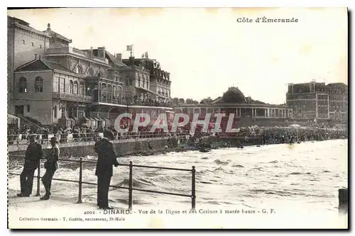 Cartes postales Cote d'Emeraude Dinard Vue de la Digue et les Casinas a maree haute