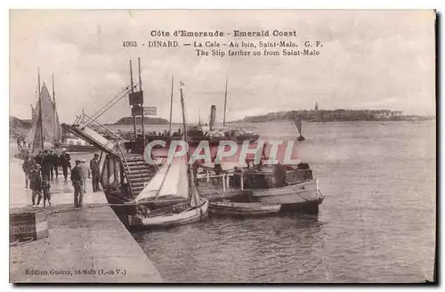 Cartes postales Cote d'Emeraude Emerald Coast Dinard La Cale Au loin Saint Malo Bateaux