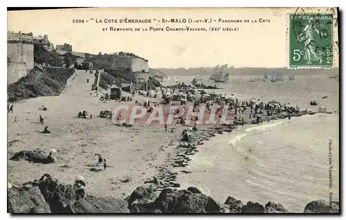 Ansichtskarte AK La Cote d'Emeraude Saint Malo l et V Panorama de la Cote et Remparts de la Porte Champs Vauvers