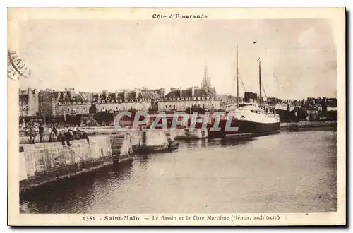 Cartes postales Cote d'Emeraude Saint Malo Le Bassin et la Gare Maritime Bateau