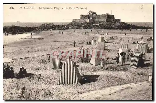 Ansichtskarte AK St Malo La Grande Plage et le Fort National