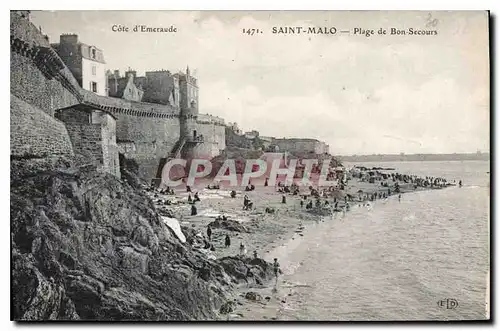 Ansichtskarte AK Cote d'Emeraude Saint Malo Plage de Bon Secours