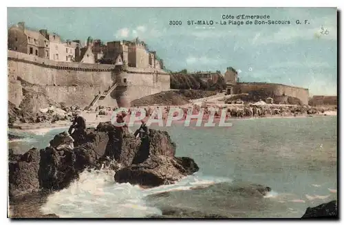 Ansichtskarte AK Cote d'Emeraude Saint Malo La Plage de Bon Secours