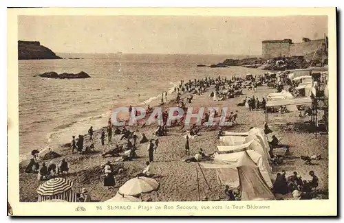 Cartes postales St Malo Plge de Bon Secours vue vers la Tour Bidouane