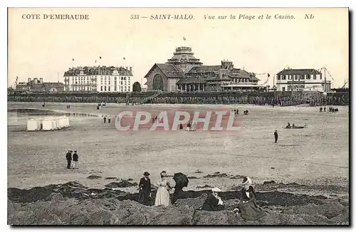 Cartes postales Cote d'Emeraude Saint Malo Vue sur la Plage et le Casino