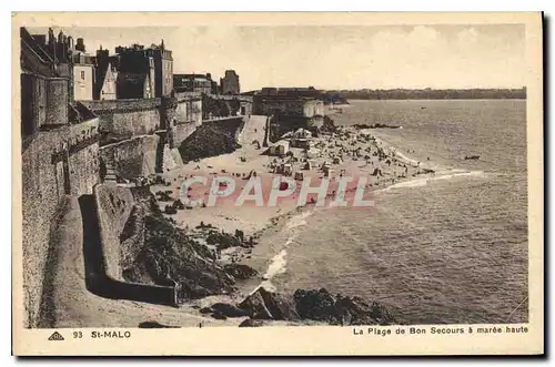 Cartes postales Saint Malo La Plage de Bon Secours a maree haute