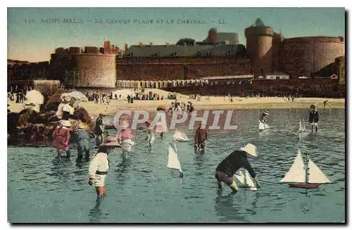 Cartes postales Saint Malo Le Grande Plage et le Chateau