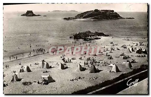 Ansichtskarte AK Cote d'Emeraude Saint Malo Ille et Vilaine La Plage le Grand Bey le Petit Bey et I'lle Cezambre