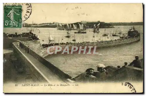 Ansichtskarte AK Saint Malo Le Mole et les Remparts