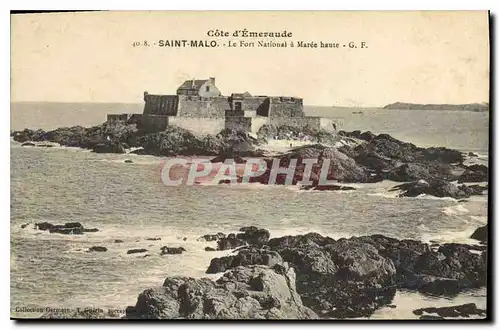 Ansichtskarte AK Cote d'Emeraude Saint Malo Le Fort National a Maree Haute