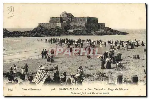 Ansichtskarte AK Cote d'Emeraude Saint Malo Le Fort National et Plage du Chateau