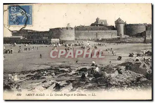 Ansichtskarte AK Saint Malo La Grande Plage et le Chateau