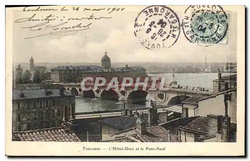 Cartes postales Toulouse l'Hotel Dieu et le Pont Neuf