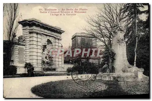 Cartes postales Toulouse Au Jardin des Plantes Statue d'Armand Silvestre et Monument l'Ariege et la Garonne