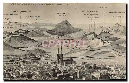 Ansichtskarte AK Clermont Ferrand et la Chaine des Domes
