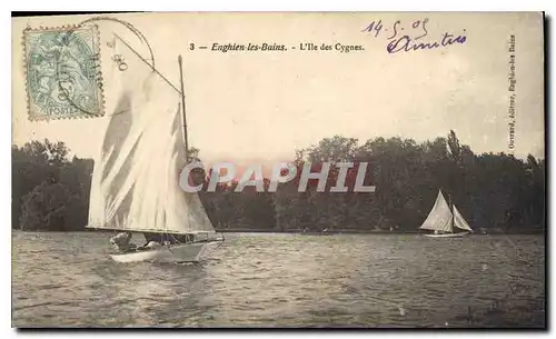 Ansichtskarte AK Enghien les Bains L'Ile des Cygnes Bateaux