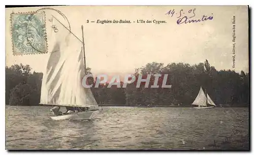 Cartes postales Enghien les Bains L'Ile des Cygnes Bateaux