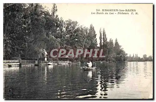 Cartes postales Enghien les Bains Les Bords du Lac Pecheurs Peche pecheur