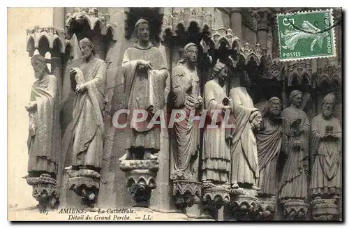 Cartes postales Amiens La Cathedrale Detail du Grand Porche
