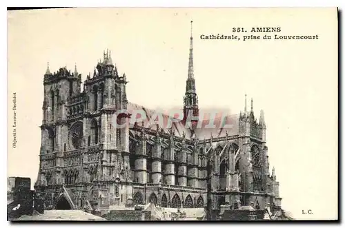 Cartes postales Amiens cathedrale prise du Louvencourt