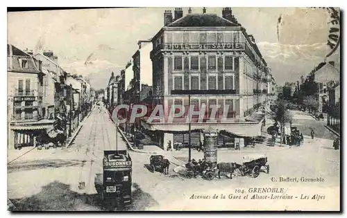 Cartes postales Grenoble Avenues de la gare et Alsace Lorraine les Alpes Tramway Dubonnet