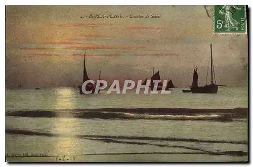 Cartes postales Berck Plage coucher de Soleil