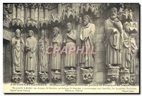 Cartes postales Amiens Cathedrale Statue des Pieds Droits du portail St Firmin et du 2 Contrefort de gauche a dr