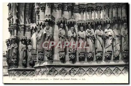 Cartes postales Amiens la cathedrale detail du grand porche