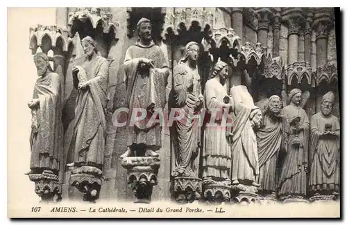 Cartes postales Amiens la cathedrale detail du grand porche