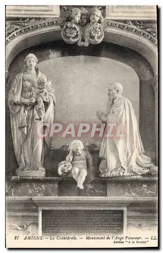 Cartes postales Amiens la cathedrale monument de l'Ange Pleureur