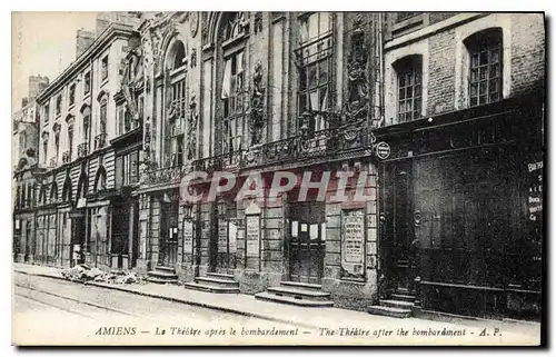Cartes postales Amiens le Theatre apres le bombardement Militaria