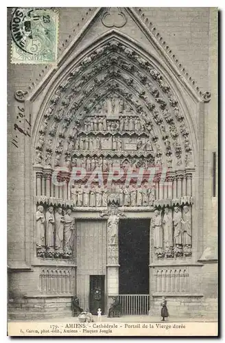 Cartes postales Amiens cathedrale portail de la Vierge Doree