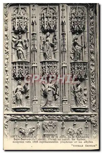 Ansichtskarte AK Aix en Provence Detail de la Porte de la Cathedrale Saint Sauveur (XVe siecle)