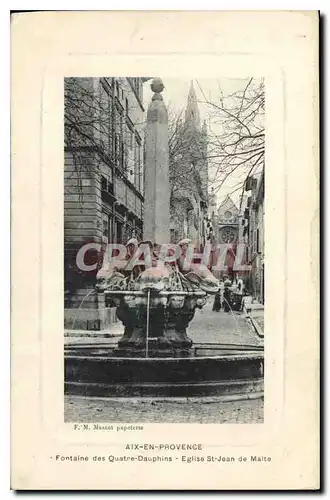 Cartes postales Aix en Provence Fontaine des Qautre Dauphins Eglise St Jean de Malte