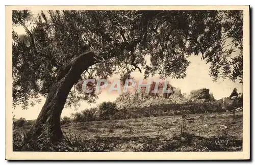 Cartes postales La Douce France Paysages et Pierres de Provence Les Baux (B du R) Ruines du Chateau vues a trave