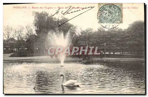 Ansichtskarte AK Moulins Bassin des Cygnes Place de la Republique Cygnes