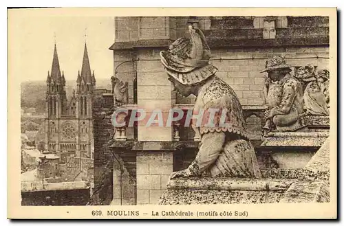 Cartes postales Moulins La Cathedrale (motifs cote sud)