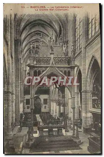 Cartes postales Moulins La Cathedrale (Interieur) La grande nef