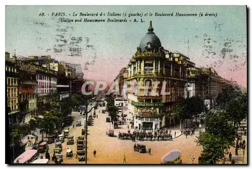 Cartes postales Paris Le Boulevard des Italiens et le boulevard Haussmann